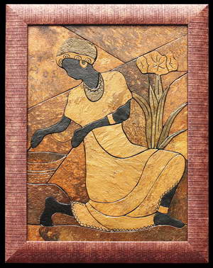 Африканка с корзиной - картина из камня