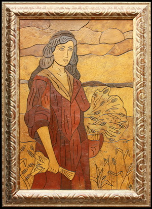 Девушка в поле - картины из камня