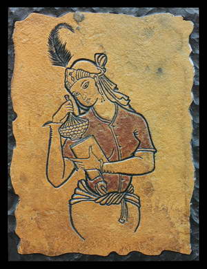 "Девушка с графином" Рубан - картина на камне