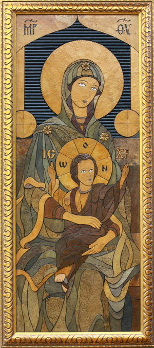 Образ Печерской Божией Матери - картина из камня