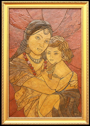 Индианка с ребенком - картины на камне
