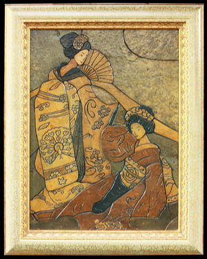 Две гейши - картины на камне