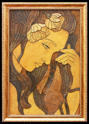 Девушка с розами в волосах - картина из камня