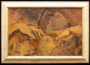 "Сотворение Адама" Микеланджело (фрагмент) - картина из камня