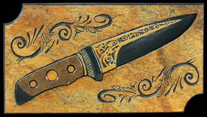 Нож - картина из камня