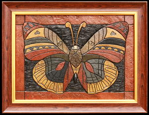Бабочка (красная) - картины на камне