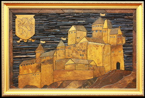 Замок в горах - картина на камне