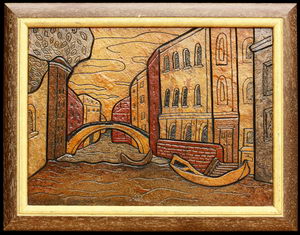 Венецианский канал - картина на камне