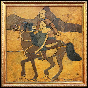 Казак на коне - картина из камня
