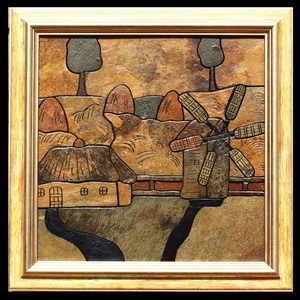 Хатка и мельница - картина из камня