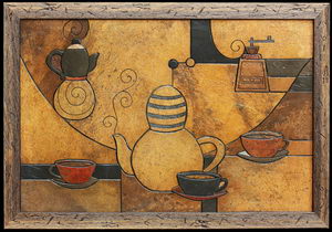 Чайный сервиз 1 - картина на камне