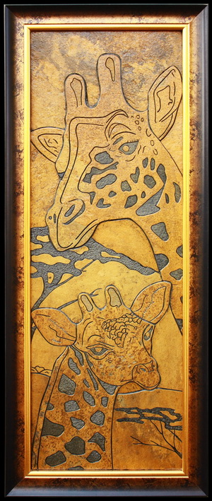 Два жирафа - картина из камня