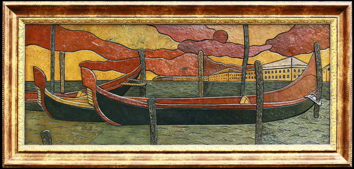 Венецианская пристань - картина на камне